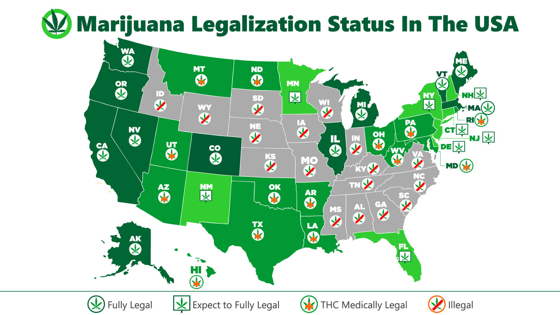 map of cannabis legality states